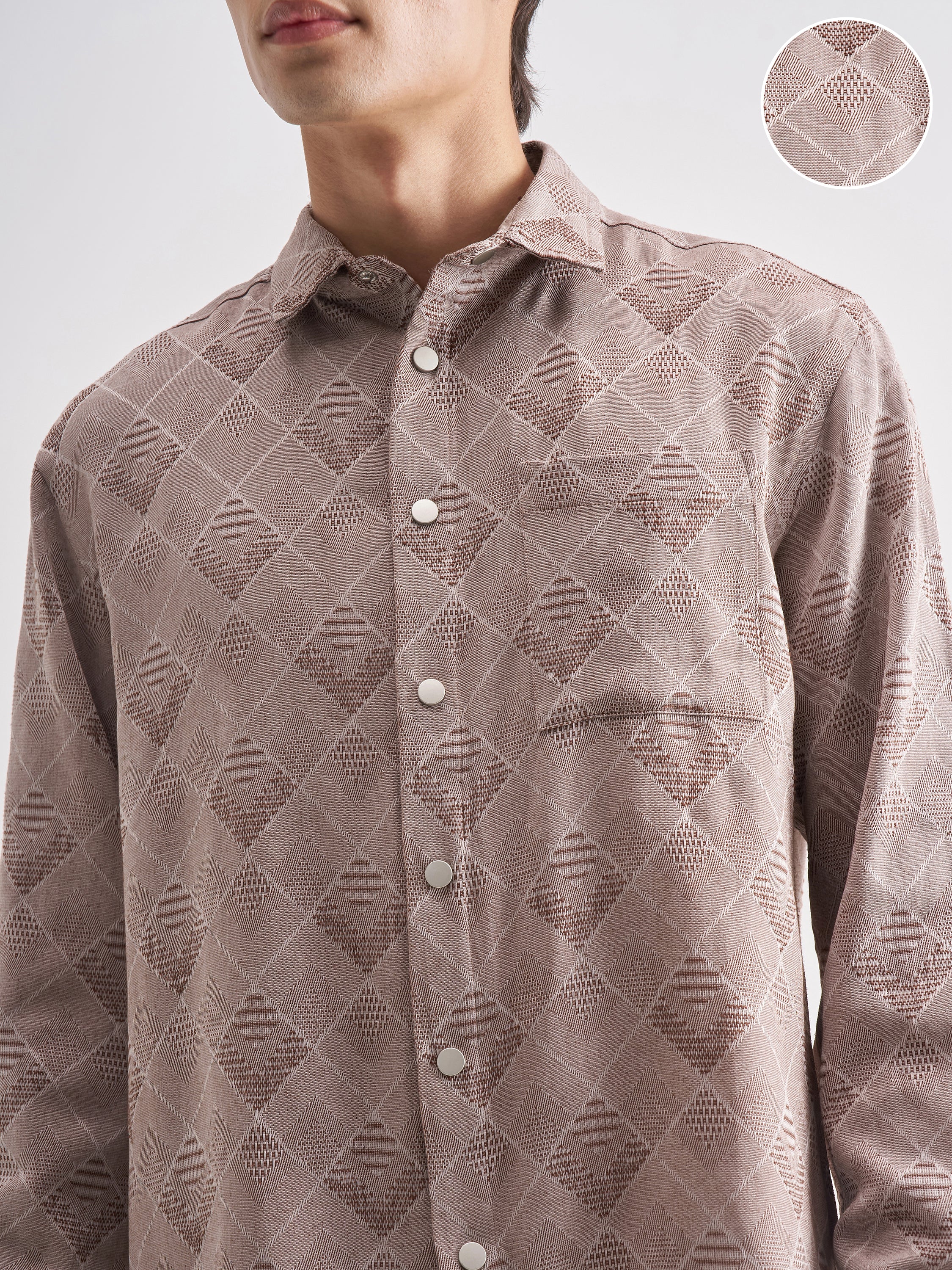 Highlander Men Mauve Self Design Relaxed Fit Casual Shirt - Mauve - Image 5