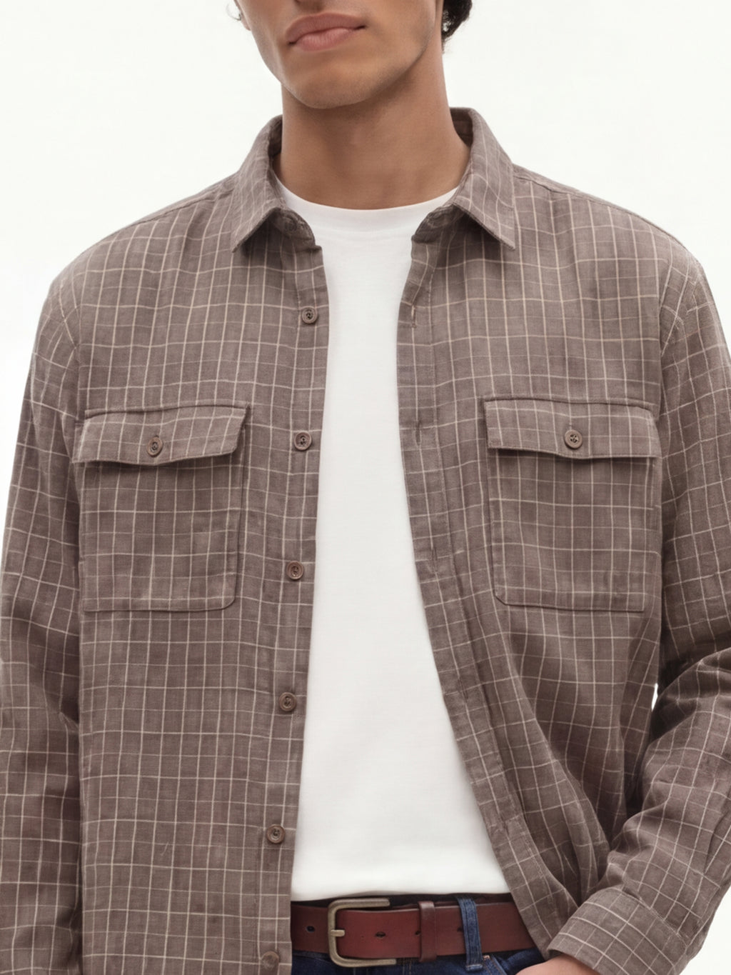 Highlander Men Taupe Checked Relaxed Fit Casual Shirt - Taupe - Image 5
