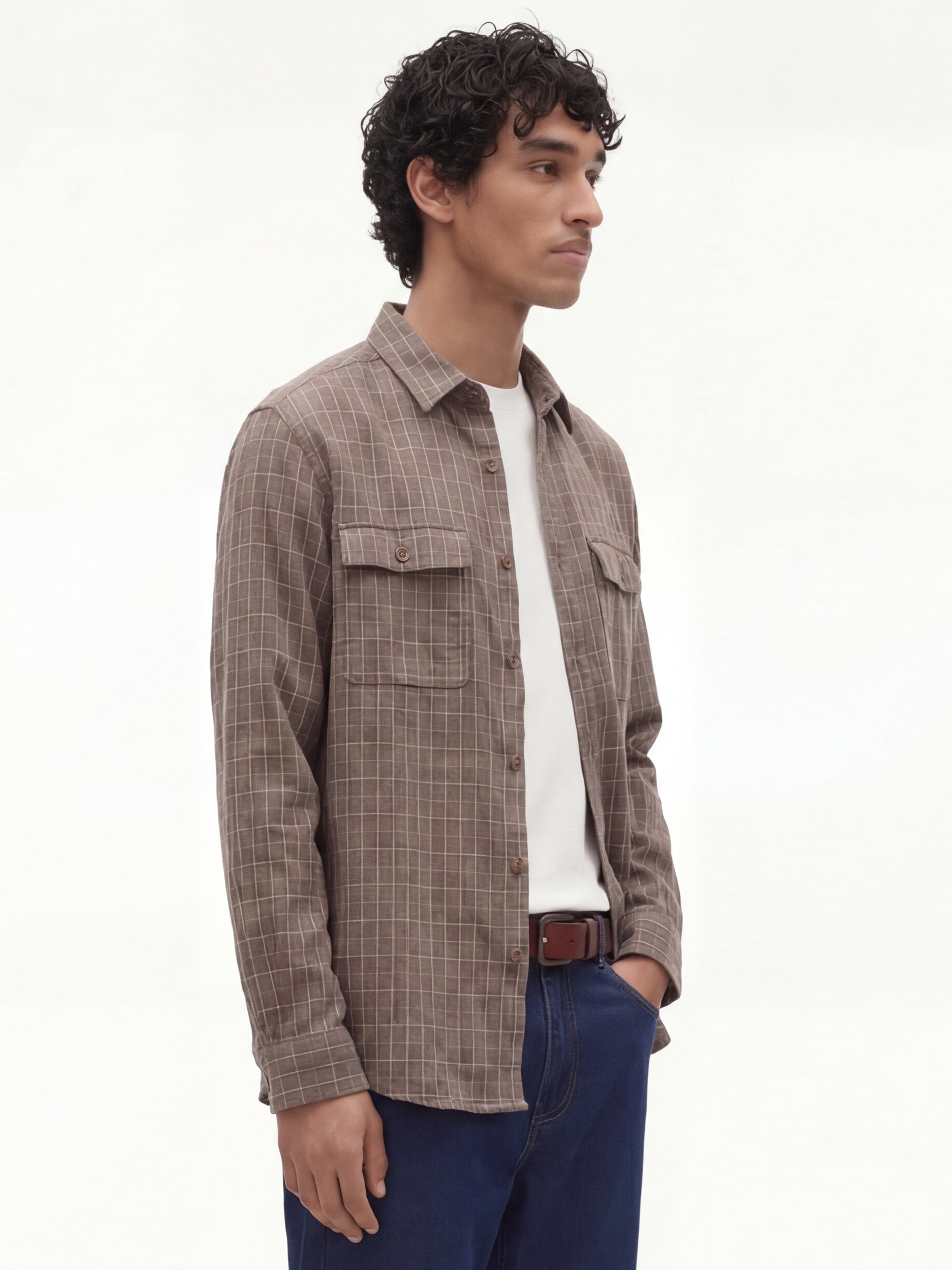 Highlander Men Taupe Checked Relaxed Fit Casual Shirt - Taupe - Image 6