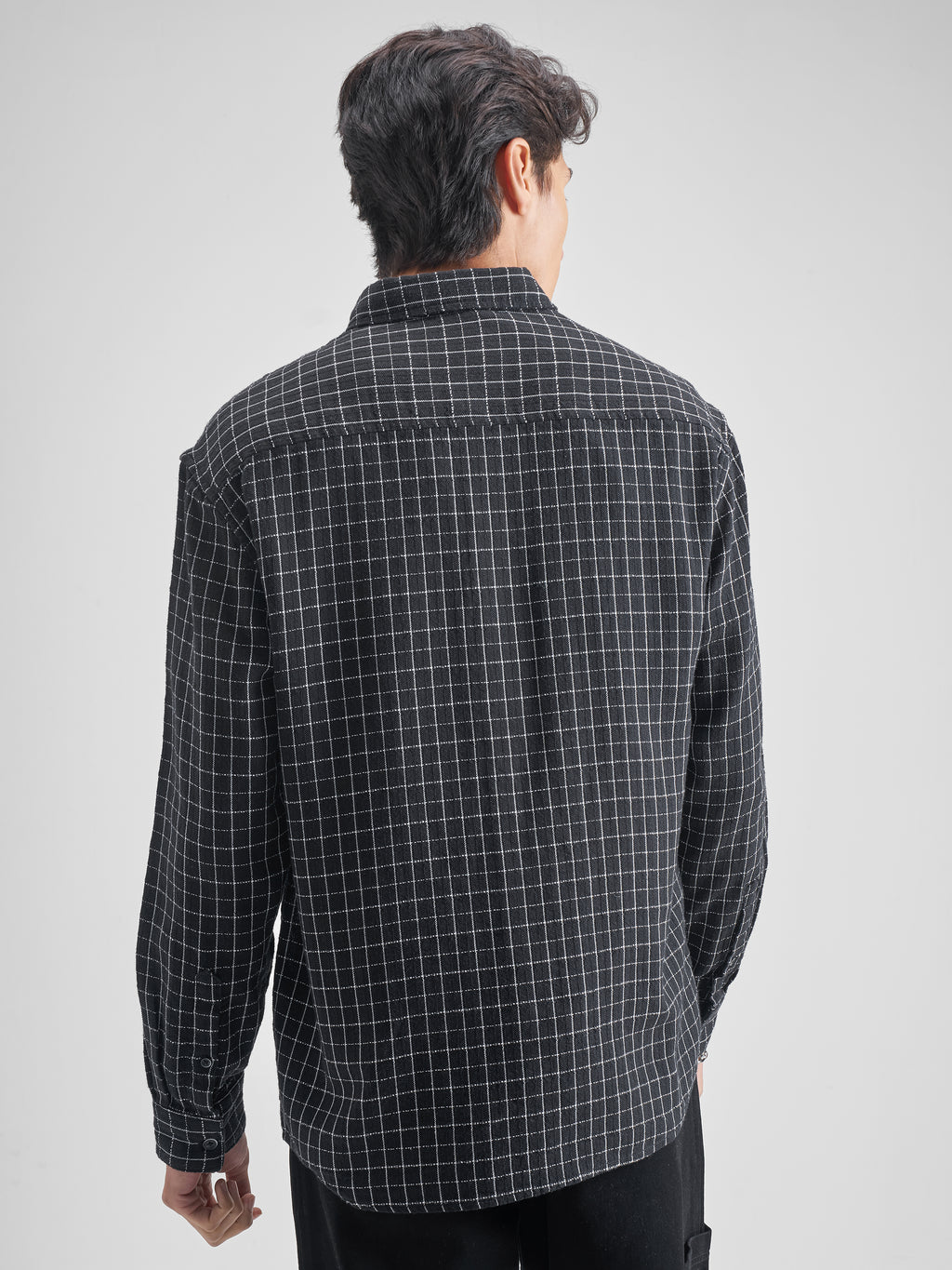 Highlander Men Black Checked Oversized Fit Casual shirt - Black - Image 3