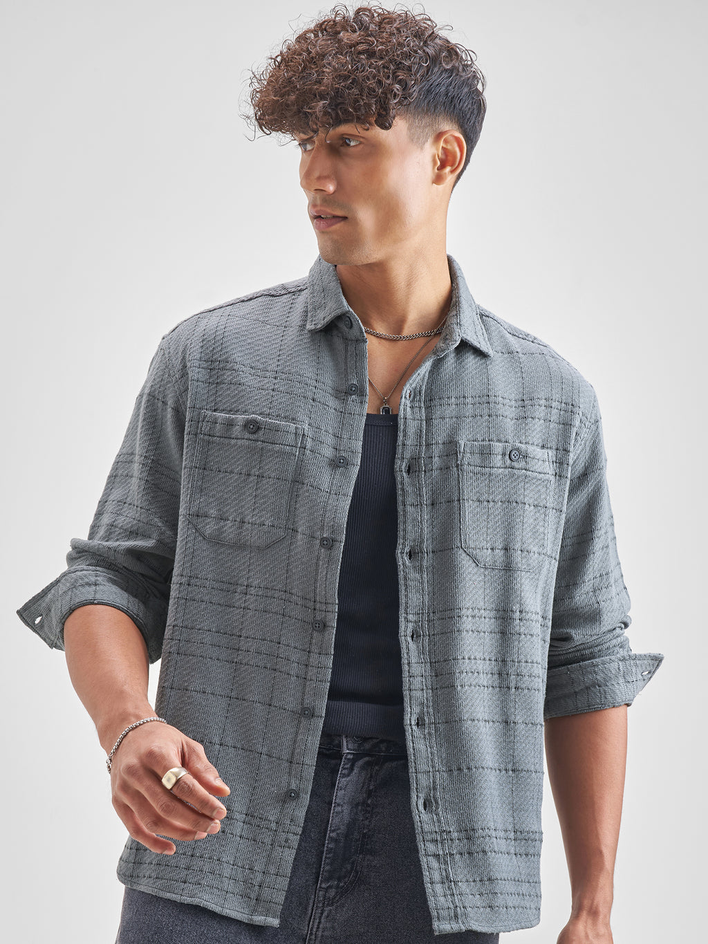 Highlander Men Blue Checked Relaxed Fit Casual Shirt - Blue - Image 1