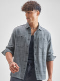 Highlander Men Blue Checked Relaxed Fit Casual Shirt - Blue - Image 1