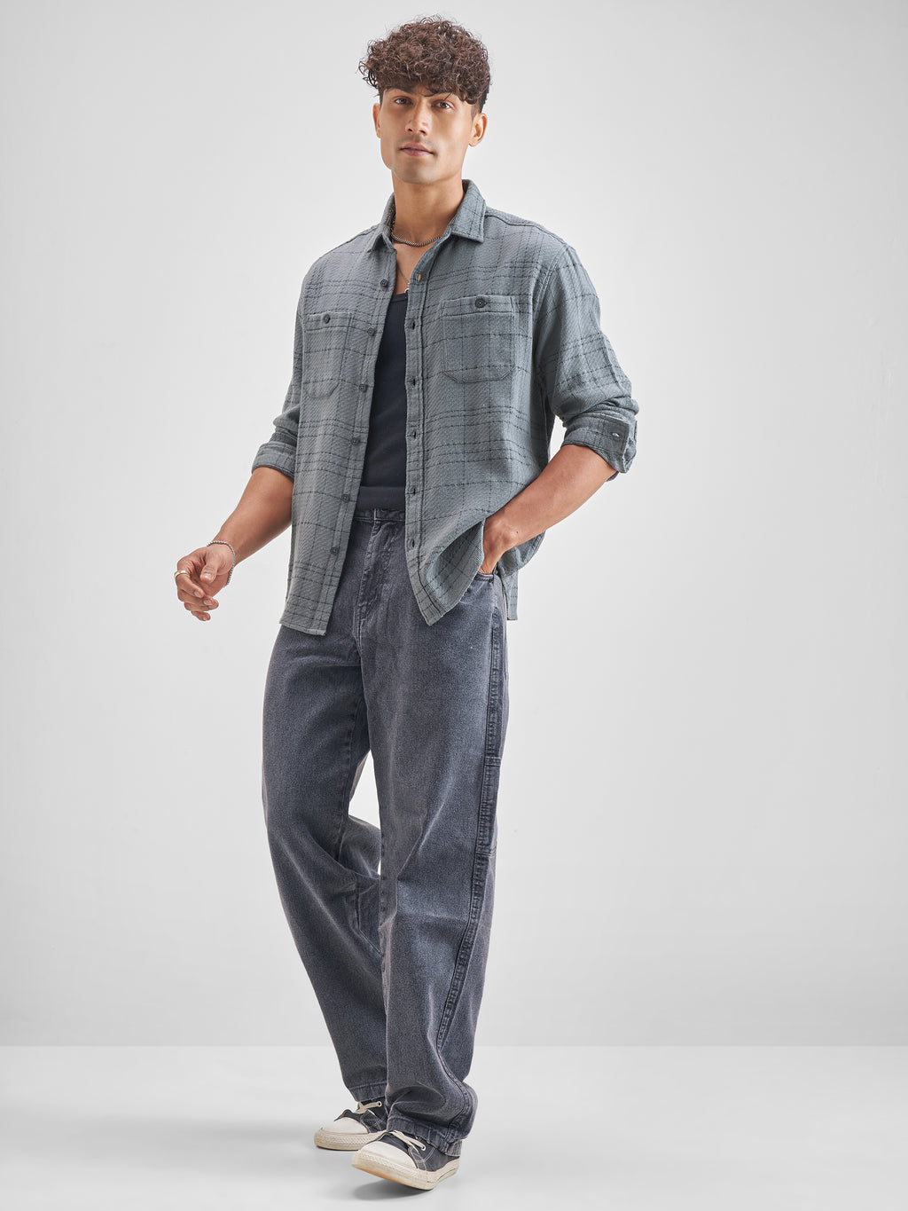 Highlander Men Blue Checked Relaxed Fit Casual Shirt - Blue - Image 2