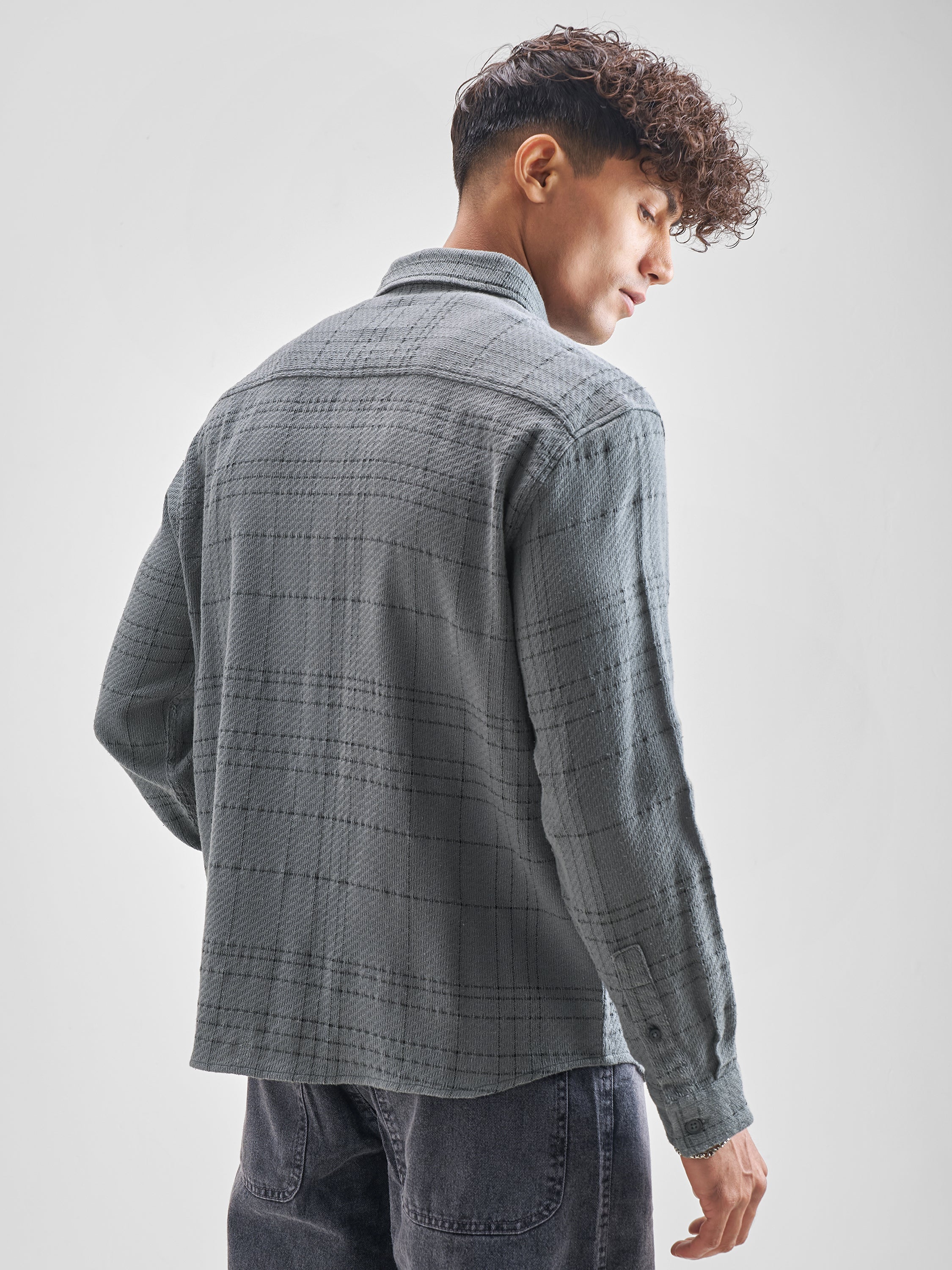 Highlander Men Blue Checked Relaxed Fit Casual Shirt - Blue - Image 3