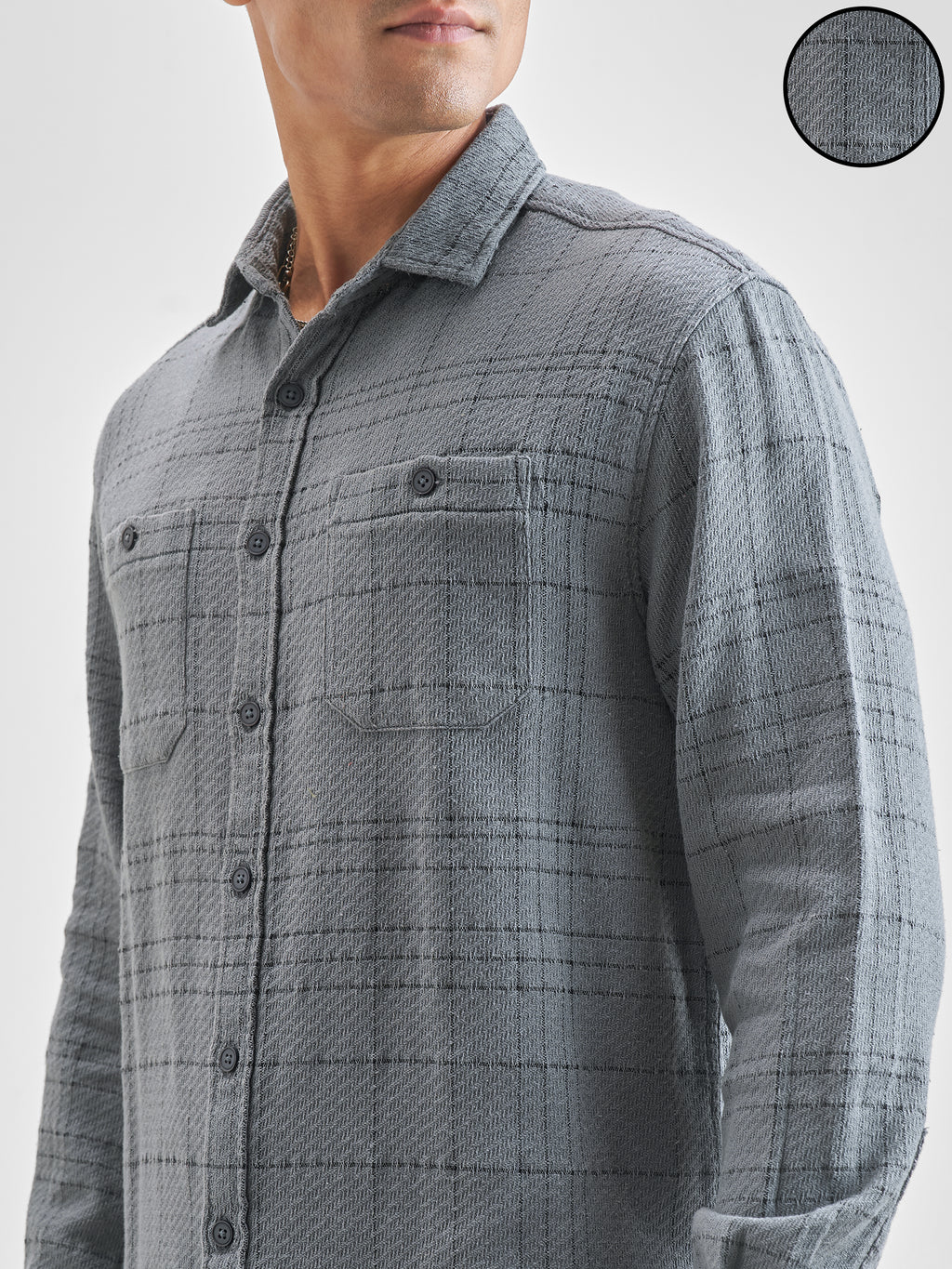 Highlander Men Blue Checked Relaxed Fit Casual Shirt - Blue - Image 5