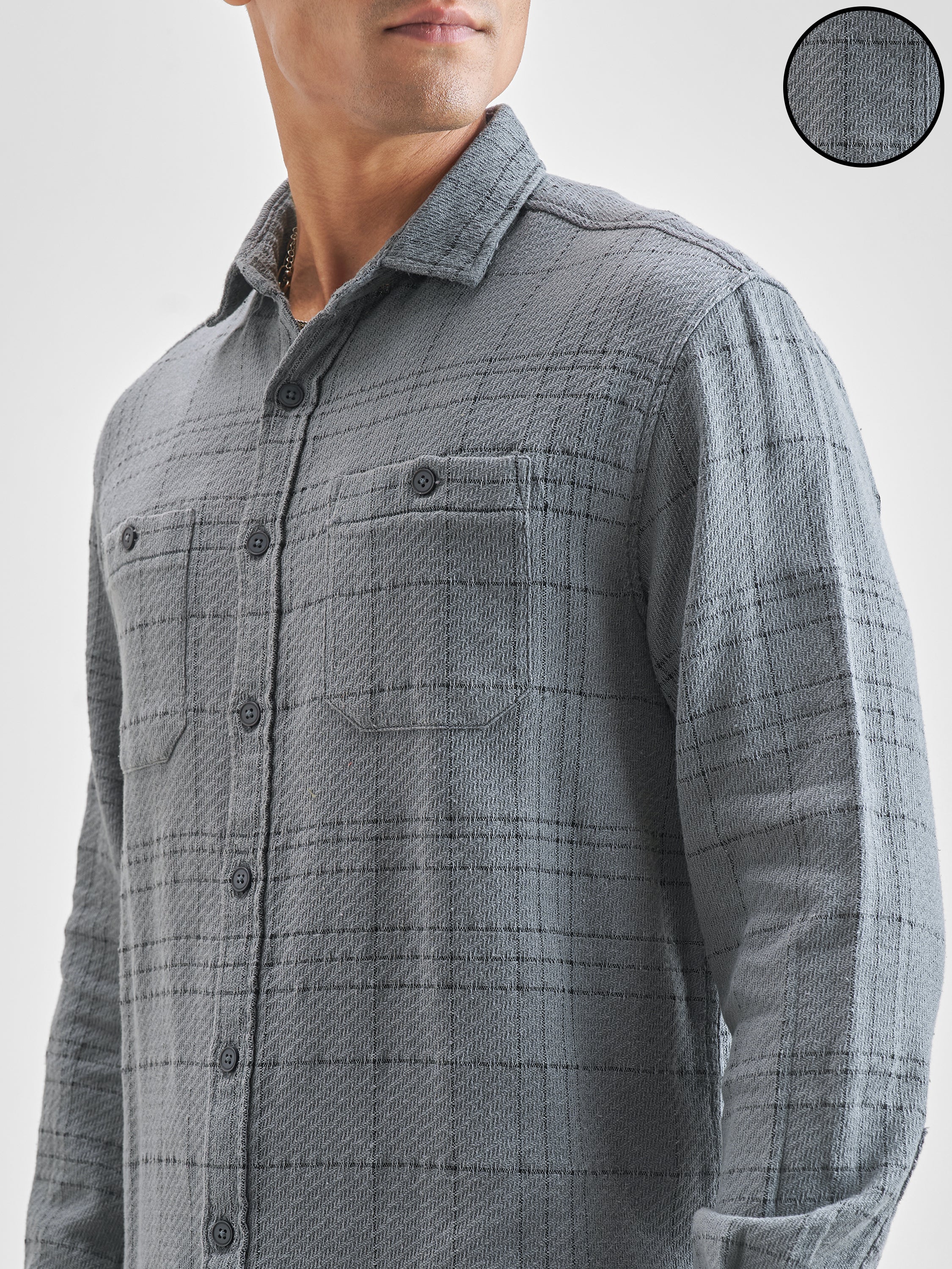 Highlander Men Blue Checked Relaxed Fit Casual Shirt - Blue - Image 5