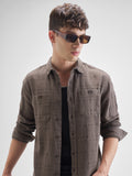 Highlander Men Brown Checked Relaxed Fit Casual Shirt - Brown - Image 1