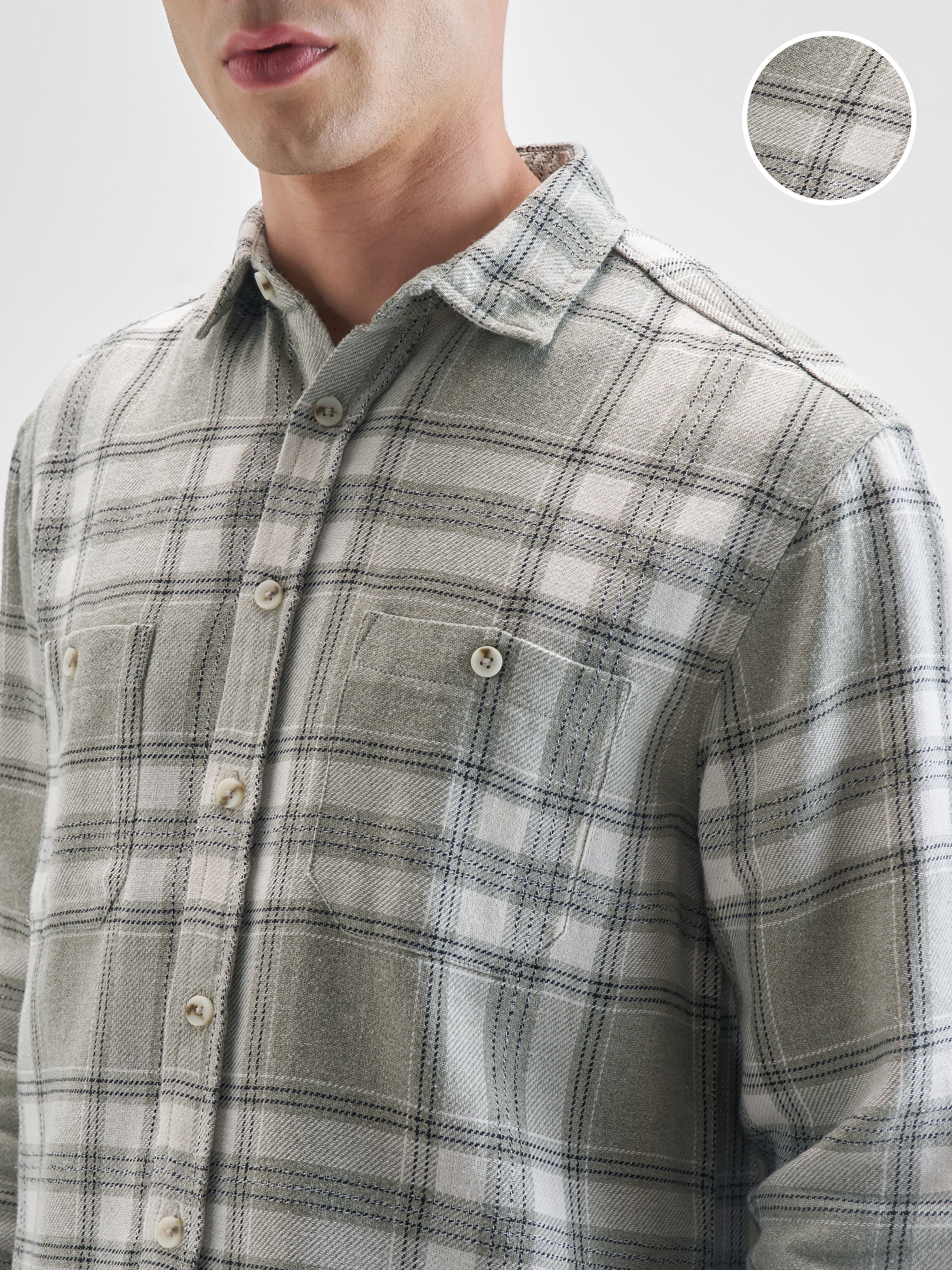 Highlander Men Green Checked Oversized Fit Casual Shirt - Green - Image 5