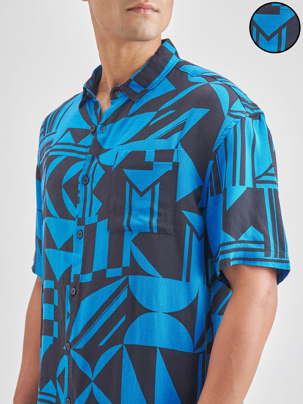 Highlander Men Blue Blue Printed Oversized Fit Casual Shirt - Blue - Image 5