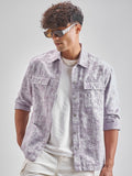 Highlander Men Lavender Self Design Relaxed Fit Casual Shirt - Lavender - Image 1