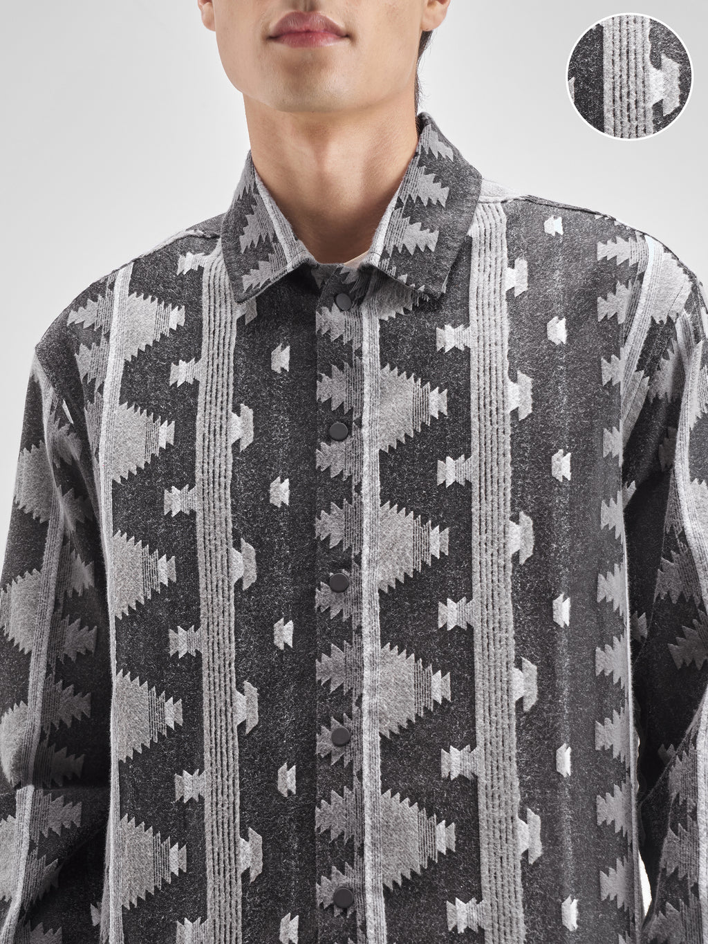 Highlander Men Charcol Self Design Oversized Fit Casual shirt - Charcol - Image 5