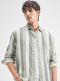 Highlander Men Green Striped Relaxed Fit Casual Shirt - Green - Image 1