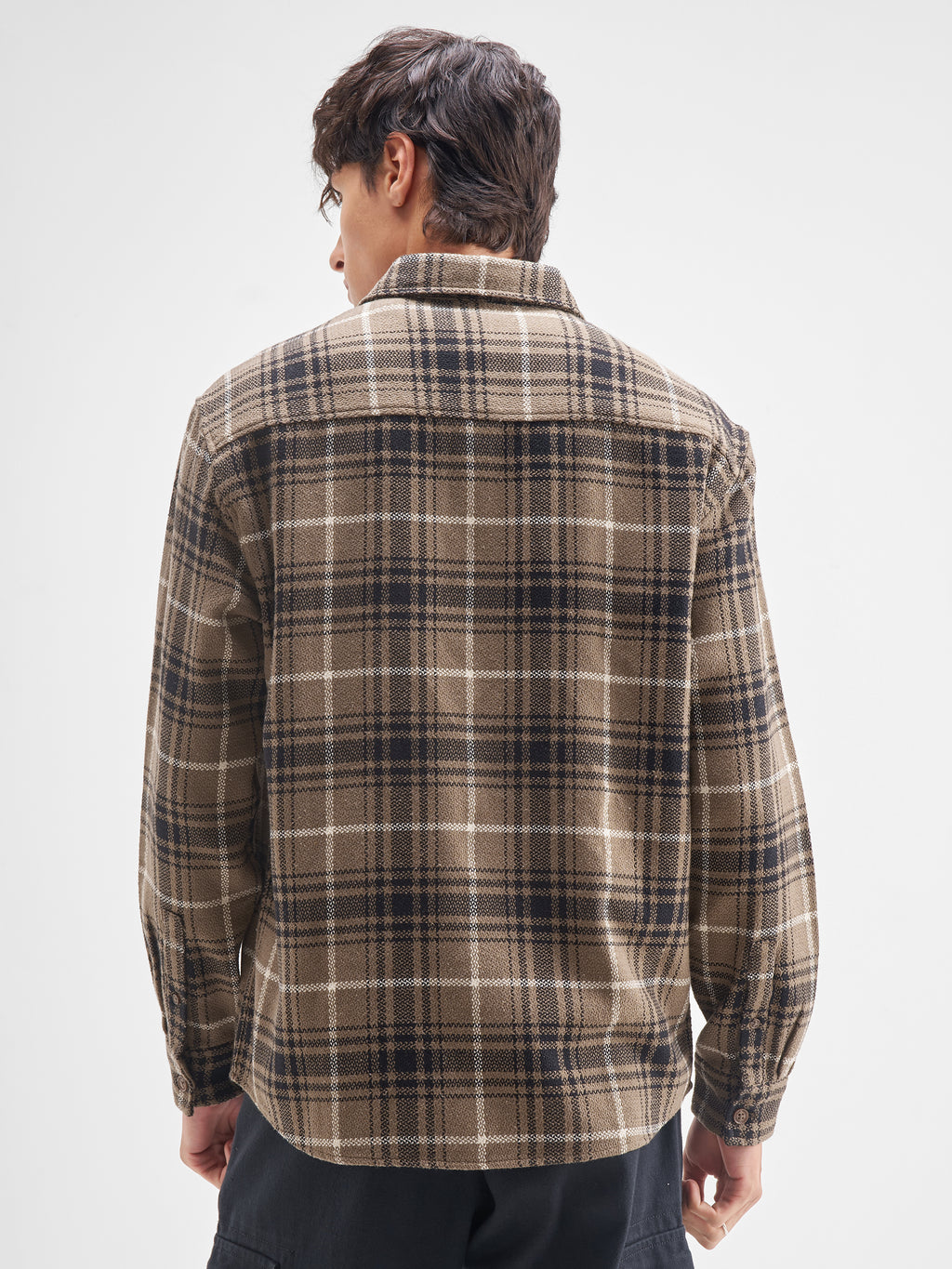 Highlander Men Tan Checked Relaxed Fit Casual Shirt - Tan - Image 3