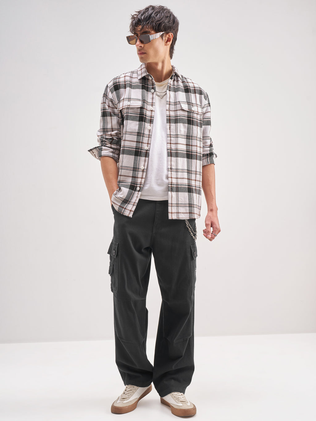 Highlander Men Off White Checked Relaxed Fit Casual Shirt - Off White - Image 2
