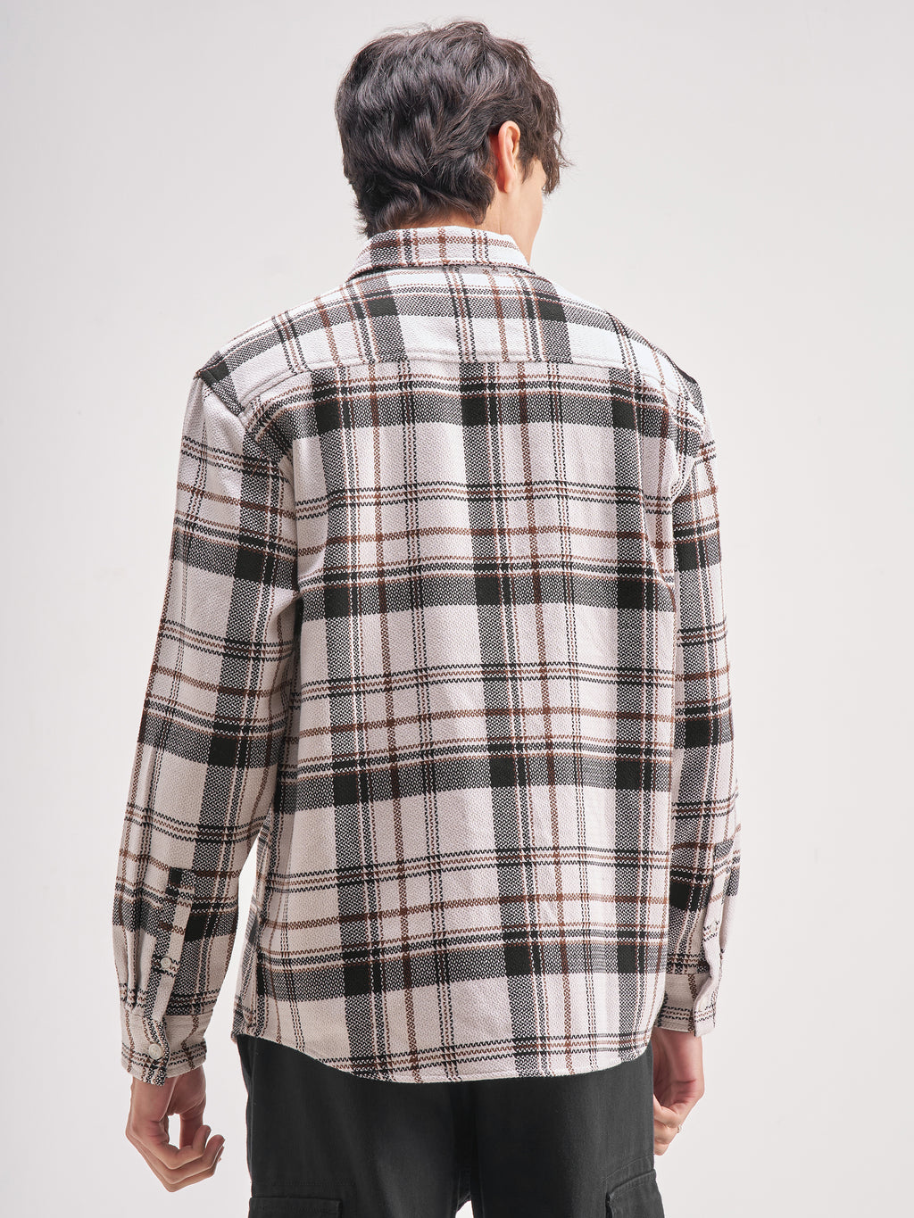 Highlander Men Off White Checked Relaxed Fit Casual Shirt - Off White - Image 3