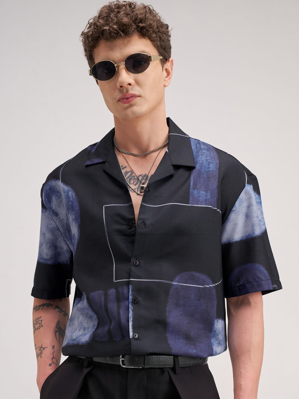 Highlander Men Black Printed Relaxed Fit Casual Shirt - Black - Image 1