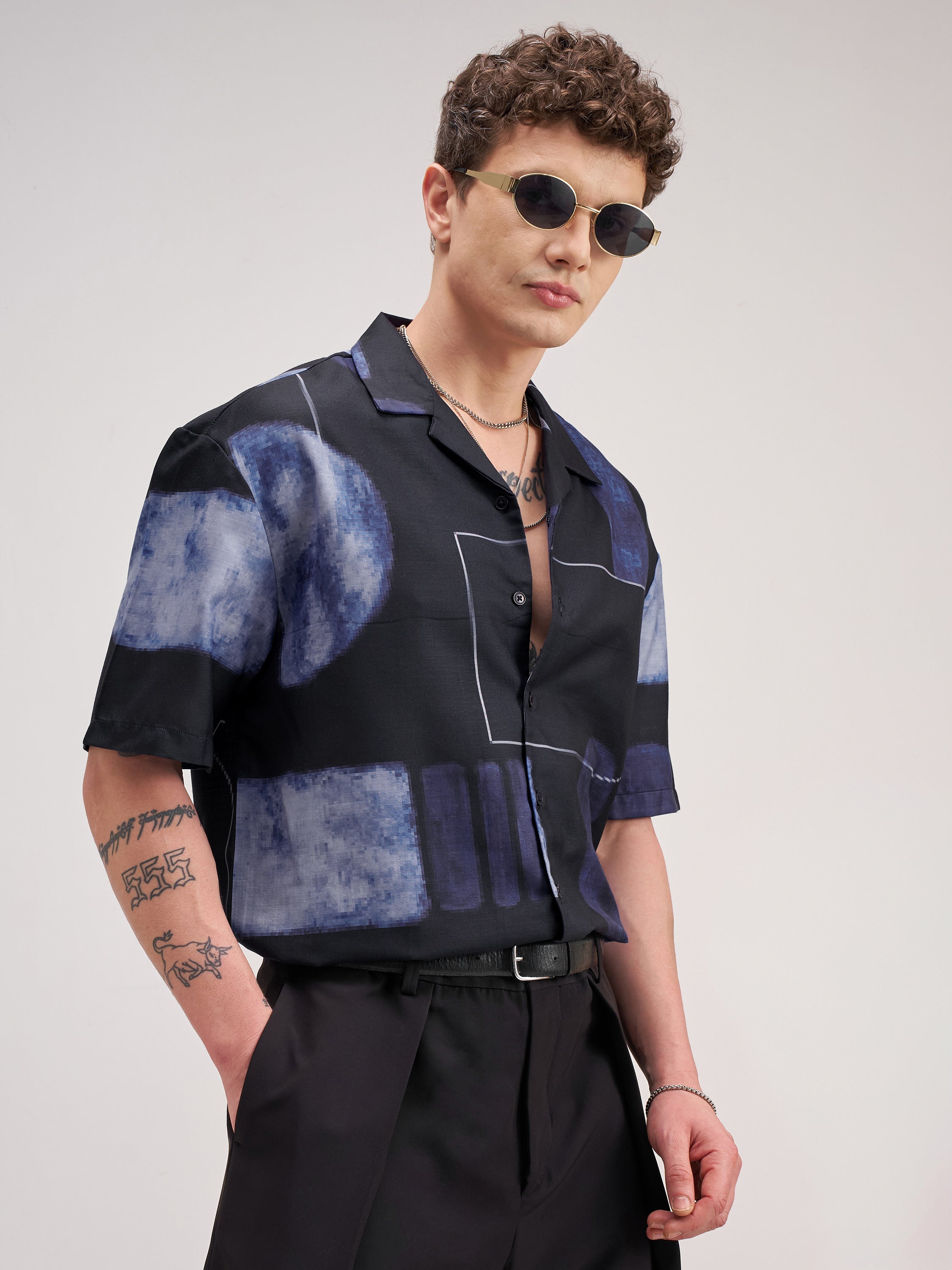 Highlander Men Black Printed Relaxed Fit Casual Shirt - Black - Image 6