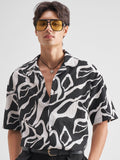 Highlander Men Black Printed Oversized Fit Casual Shirt - Black - Image 1