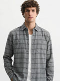 Highlander Men Grey Checked Relaxed Fit Casual Shirt - Grey - Image 1