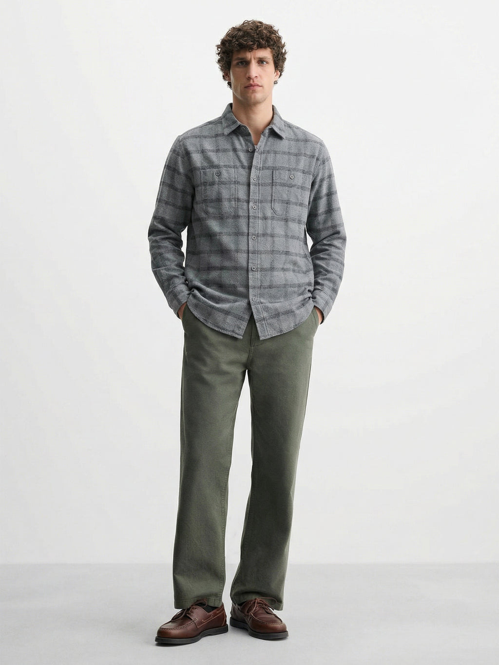 Highlander Men Grey Checked Relaxed Fit Casual Shirt - Grey - Image 2