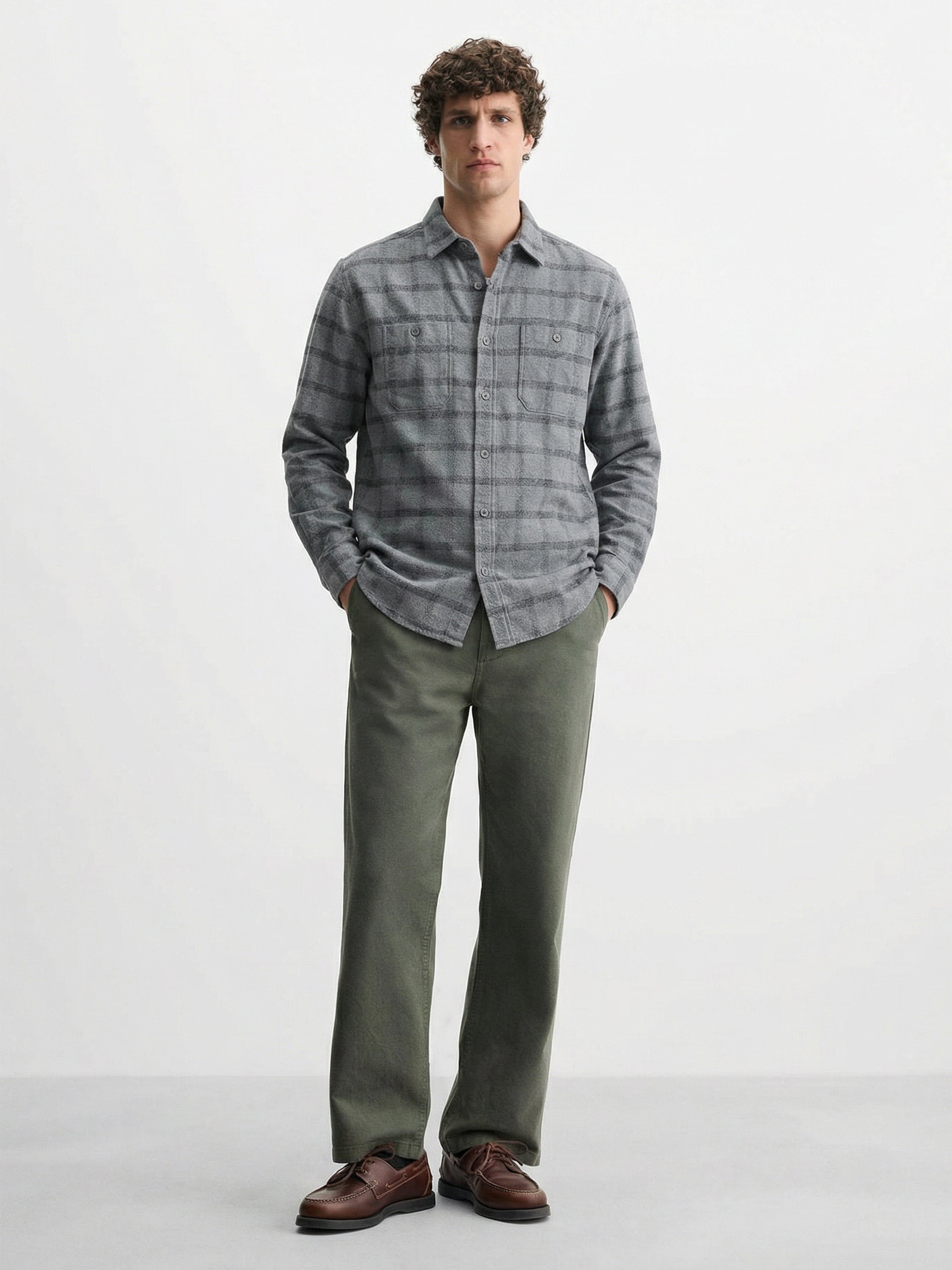 Highlander Men Grey Checked Relaxed Fit Casual Shirt - Grey - Image 2