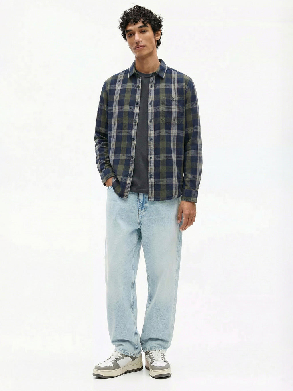 Highlander Men Olive Checked Relaxed Fit Casual Shirt - Olive - Image 2