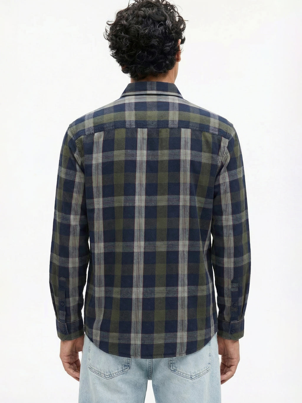 Highlander Men Olive Checked Relaxed Fit Casual Shirt - Olive - Image 3