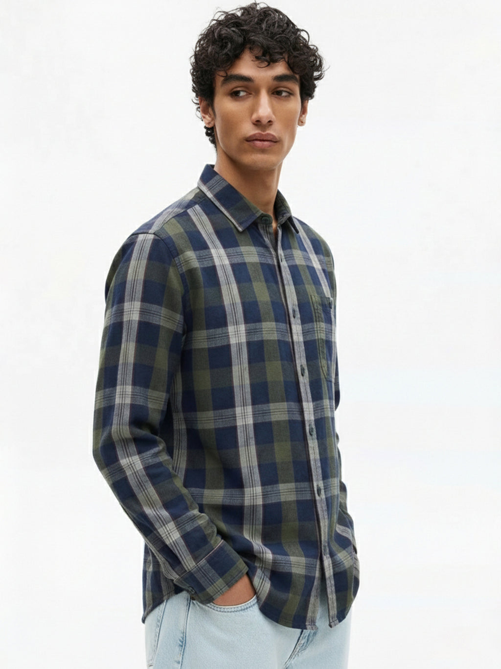 Highlander Men Olive Checked Relaxed Fit Casual Shirt - Olive - Image 4