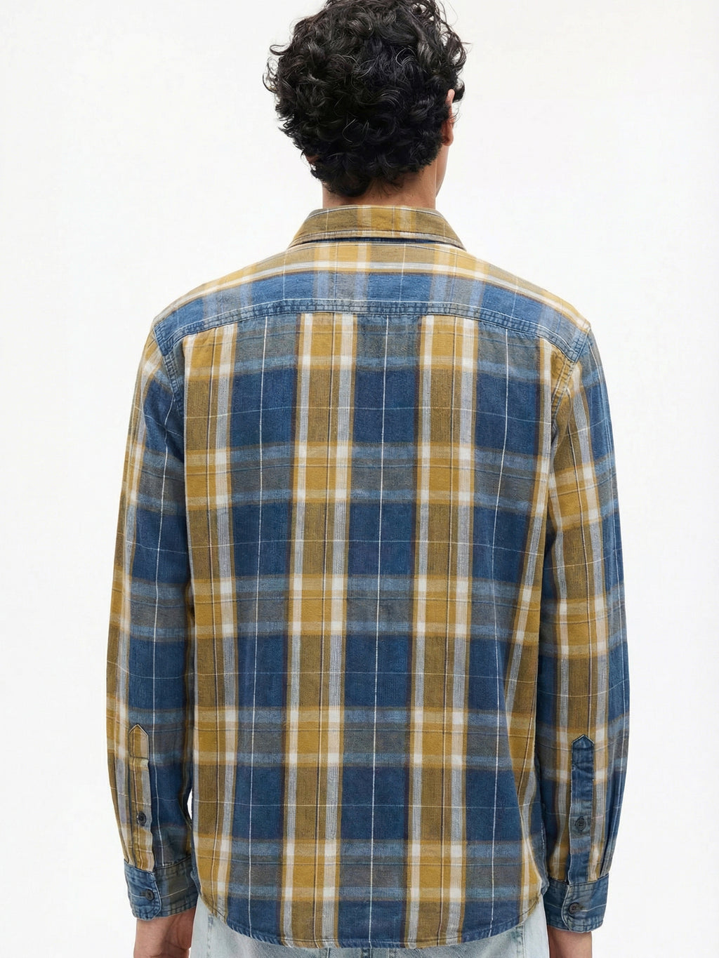 Highlander Men Mustard Checked Relaxed Fit Casual Shirt - Mustard - Image 3