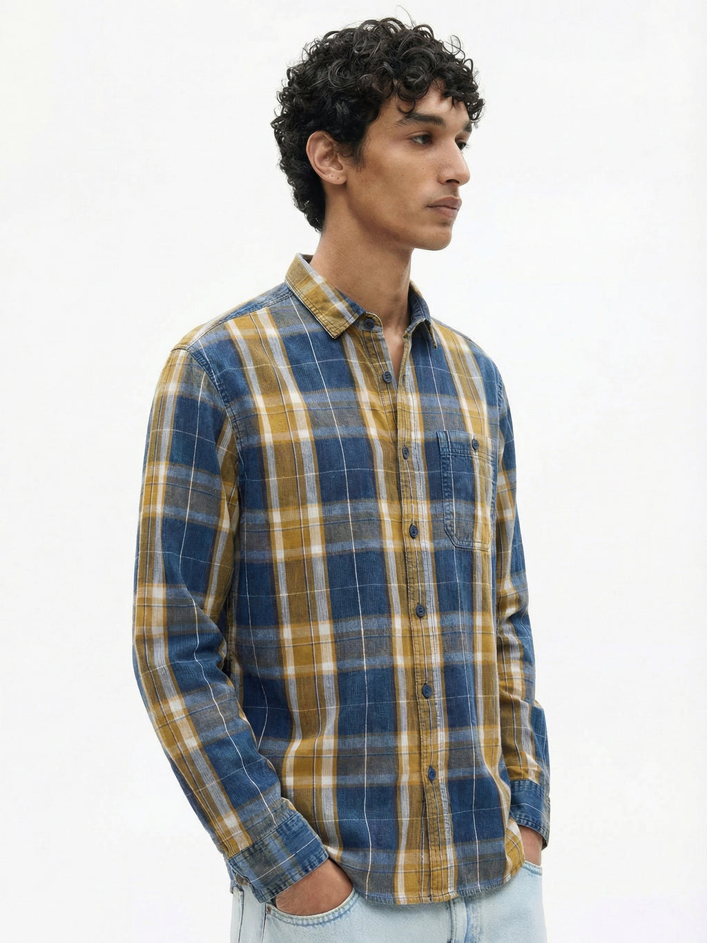 Highlander Men Mustard Checked Relaxed Fit Casual Shirt - Mustard - Image 5