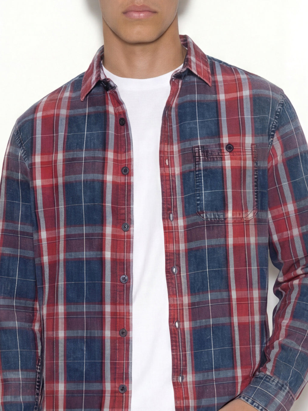 Highlander Men Navy Blue Checked Oversized Fit Casual Shirt - Navy Blue - Image 5