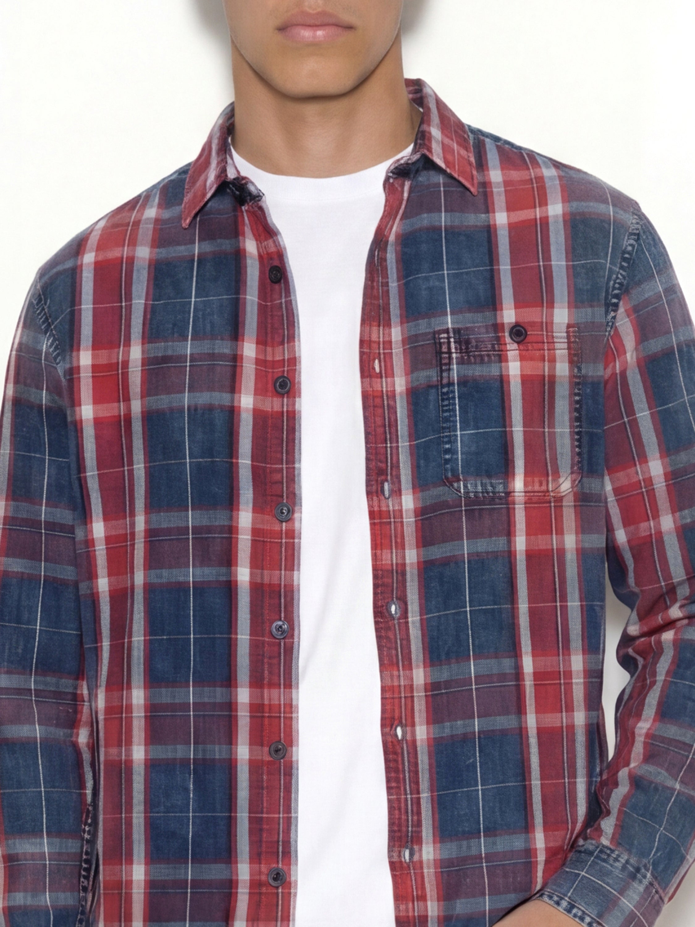 Highlander Men Navy Blue Checked Oversized Fit Casual Shirt - Navy Blue - Image 5