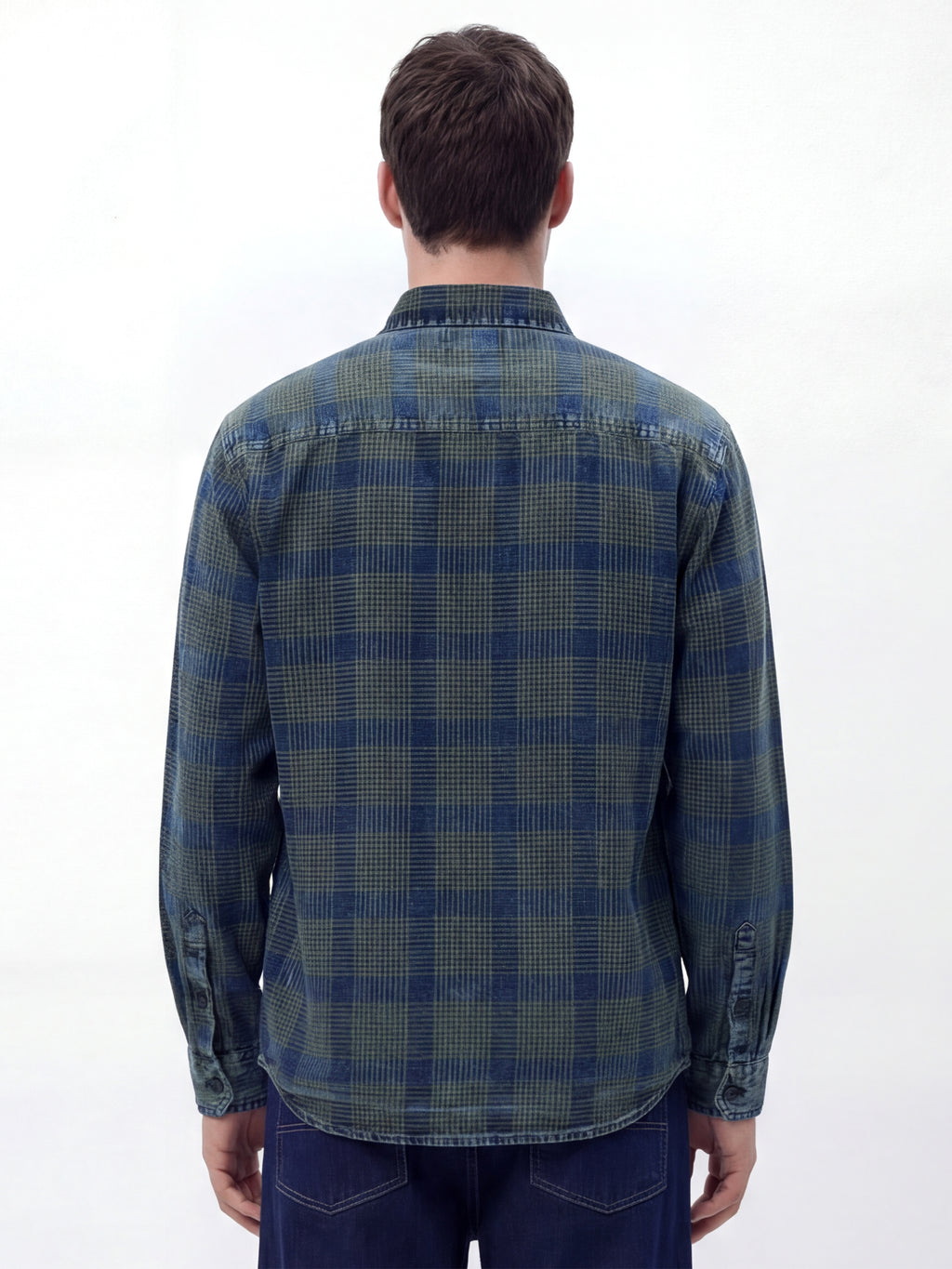 Highlander Men Navy Blue Checked Relaxed Fit Casual Shirt - Navy Blue - Image 3