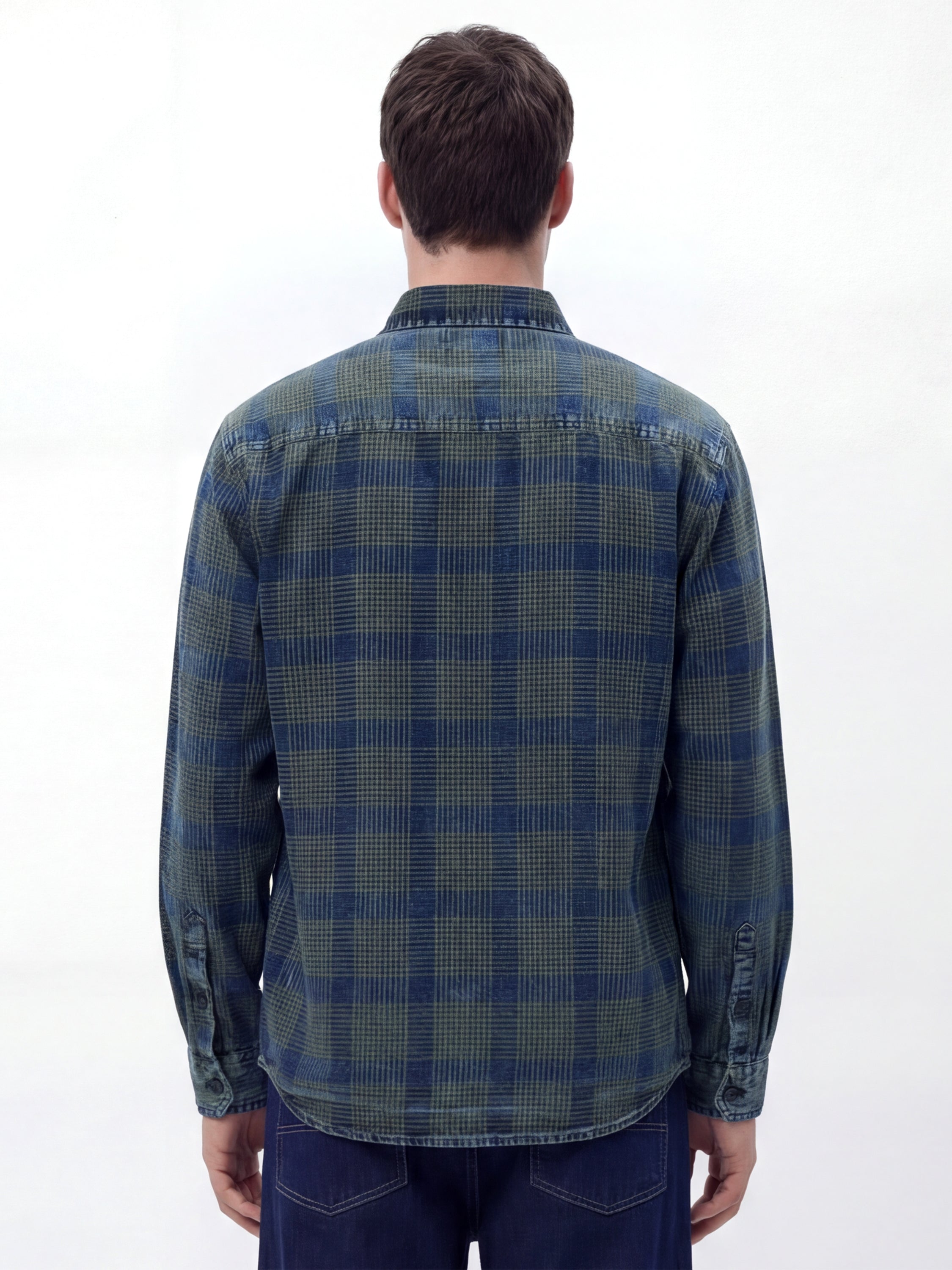 Highlander Men Navy Blue Checked Relaxed Fit Casual Shirt - Navy Blue - Image 3