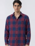 Highlander Men Burgundy Checked Relaxed Fit Casual Shirt - Burgundy - Image 1