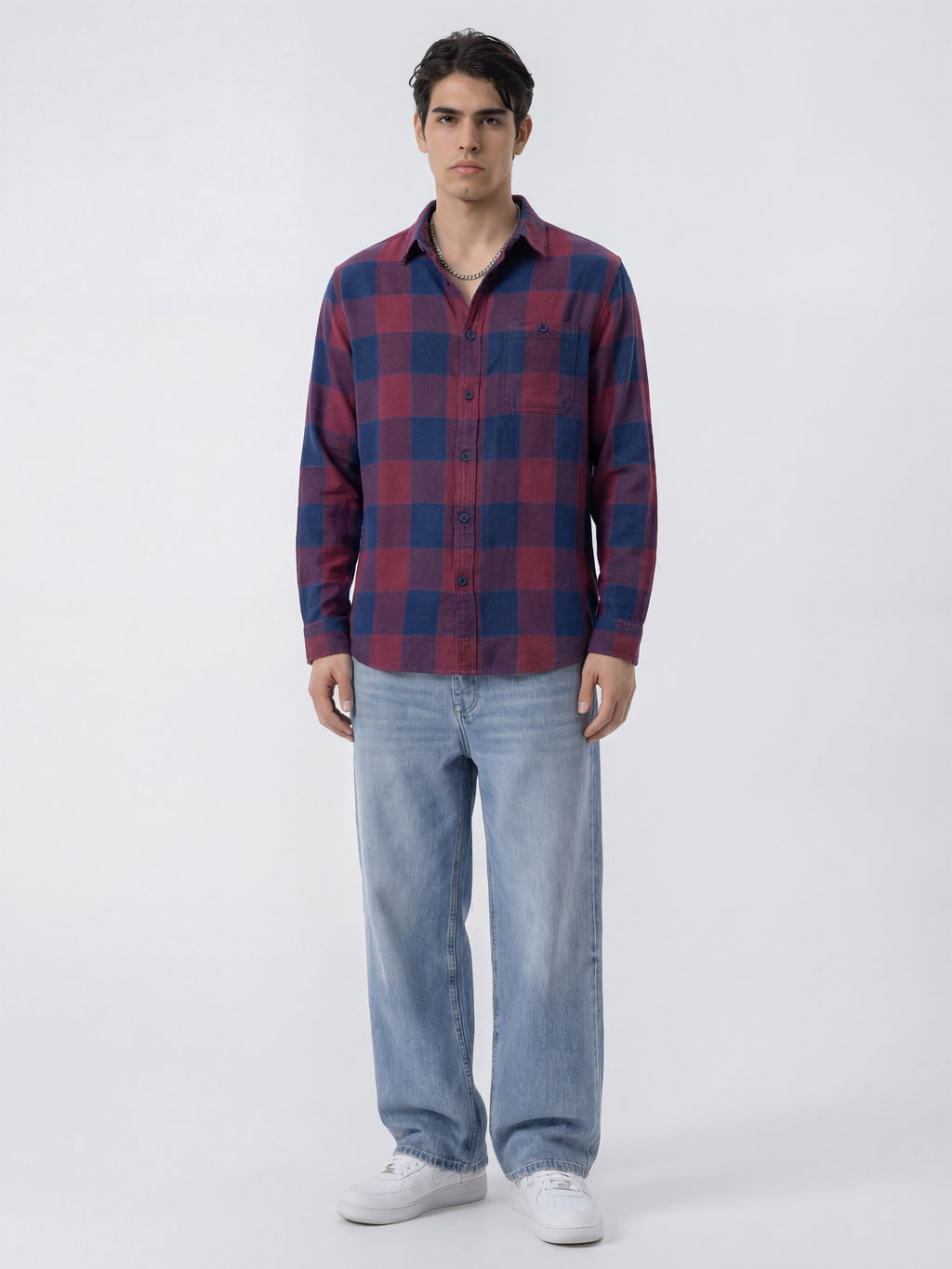 Highlander Men Burgundy Checked Relaxed Fit Casual Shirt - Burgundy - Image 2