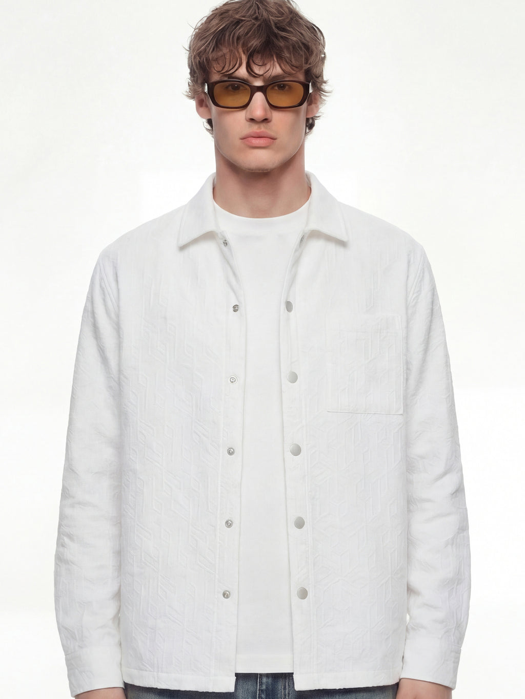 Highlander Men White Self Design Relaxed Fit Casual Shirt - White - Image 1