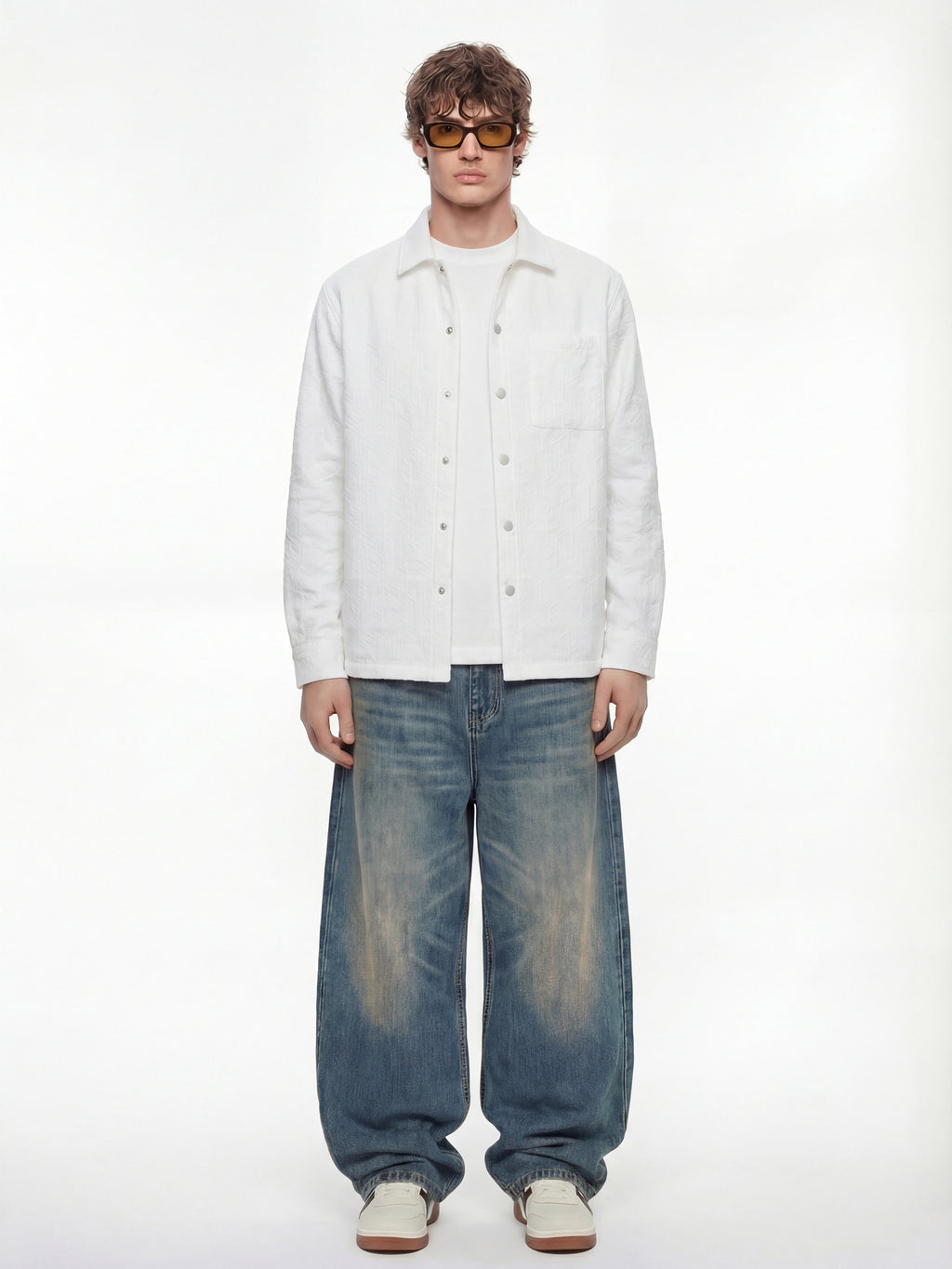 Highlander Men White Self Design Relaxed Fit Casual Shirt - White - Image 2
