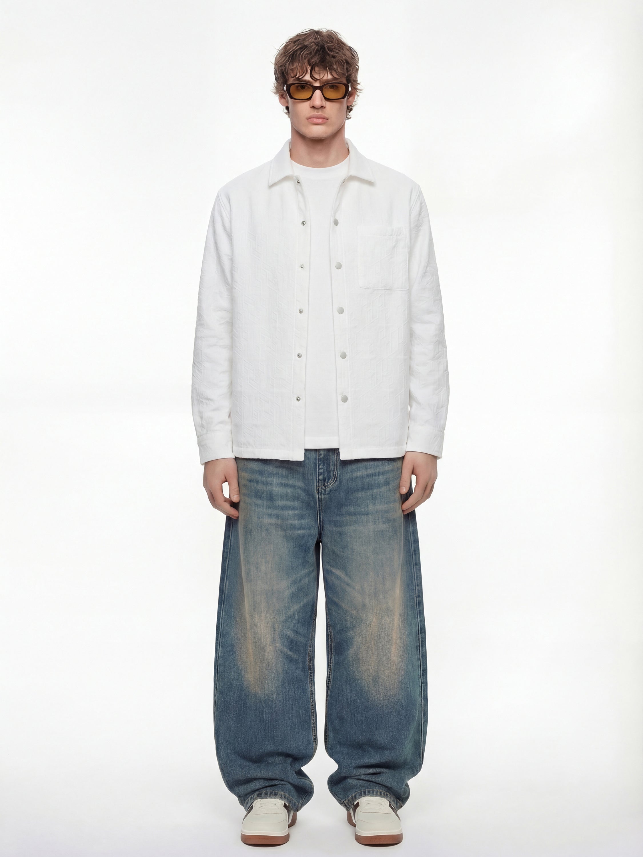 Highlander Men White Self Design Relaxed Fit Casual Shirt - White - Image 2