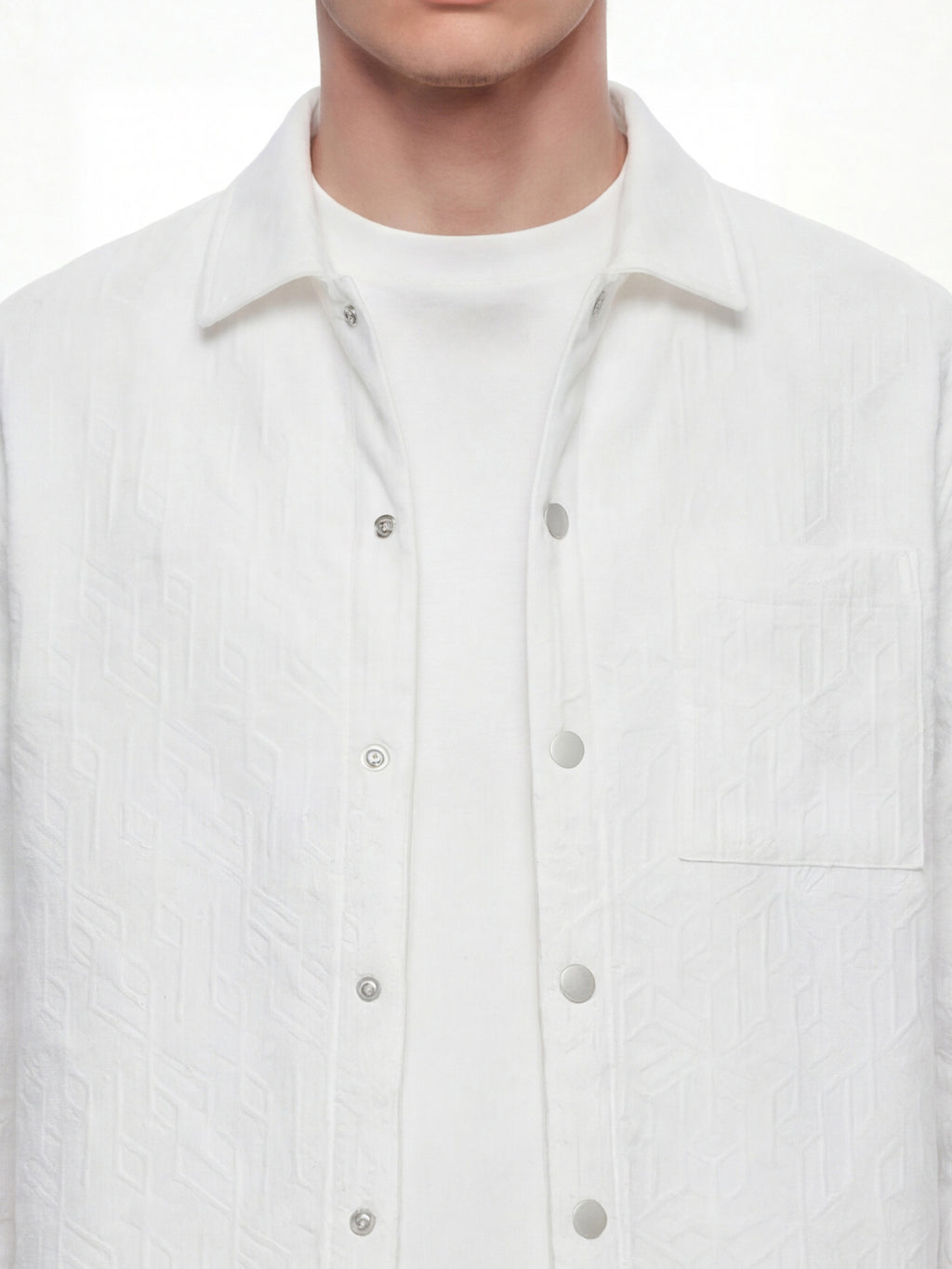 Highlander Men White Self Design Relaxed Fit Casual Shirt - White - Image 5