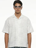 Highlander Men Cream Self Design Oversized Fit Casual Shirt - Cream - Image 1