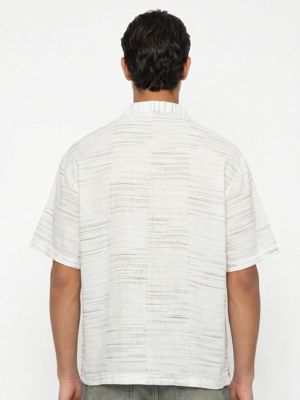 Highlander Men Cream Self Design Oversized Fit Casual Shirt - Cream - Image 3