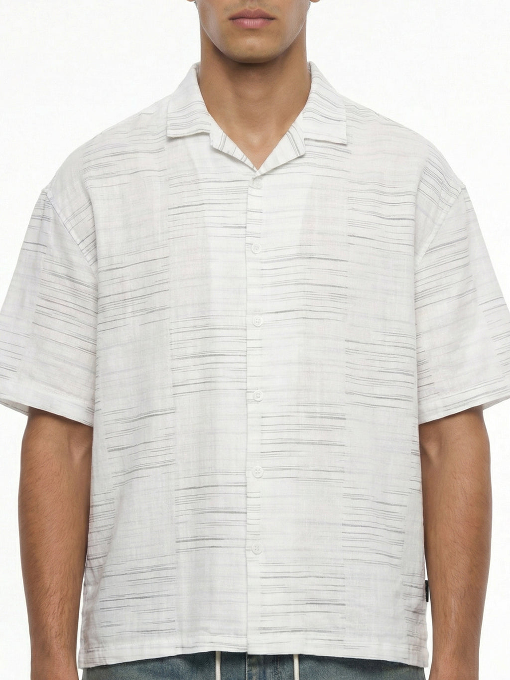 Highlander Men Cream Self Design Oversized Fit Casual Shirt - Cream - Image 6