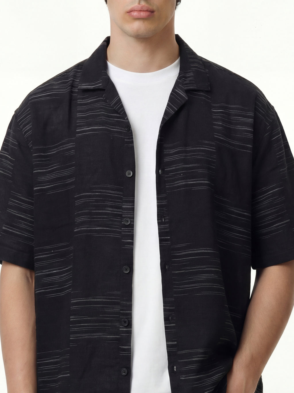 Highlander Men Black Self Design Oversized Fit Casual Shirt - Black - Image 5