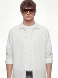 Highlander Men White Self Design Relaxed Fit Casual Shirt - White - Image 1