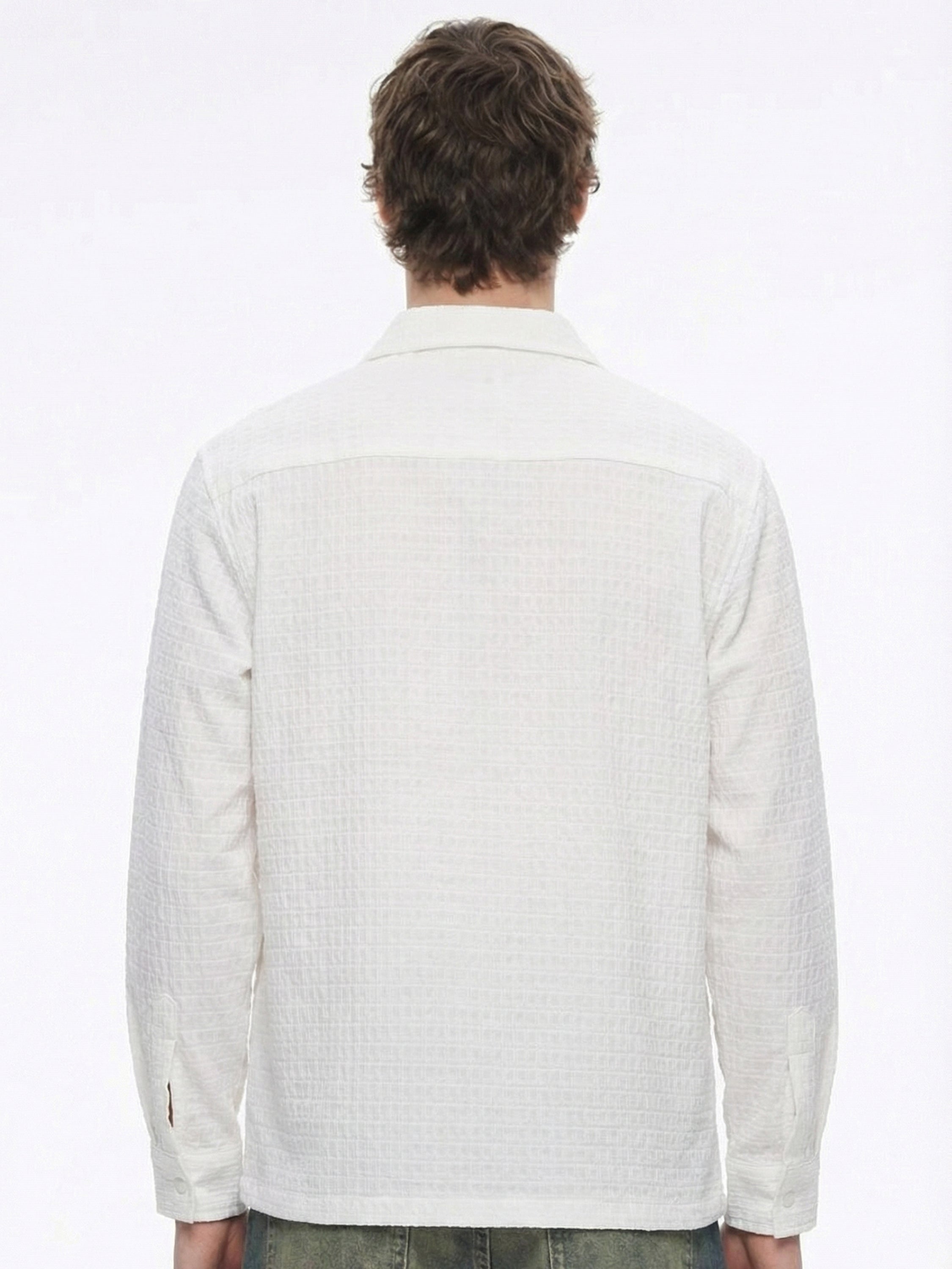 Highlander Men White Self Design Relaxed Fit Casual Shirt - White - Image 3