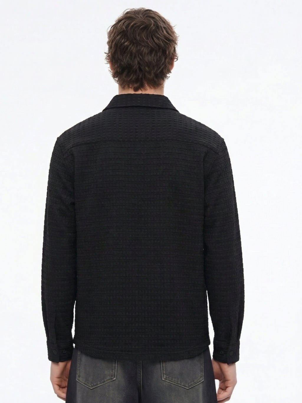 Highlander Men Black Self Design Relaxed Fit Casual Shirt - Black - Image 3