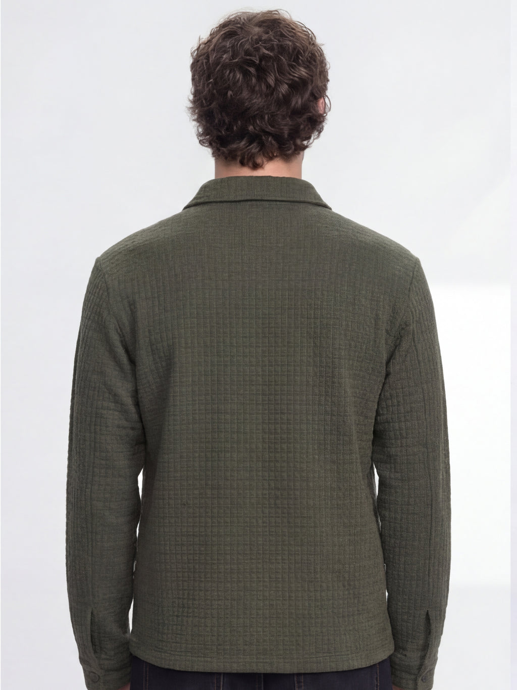 Highlander Men Olive Self Design Relaxed Fit Casual Shirt - Olive - Image 3