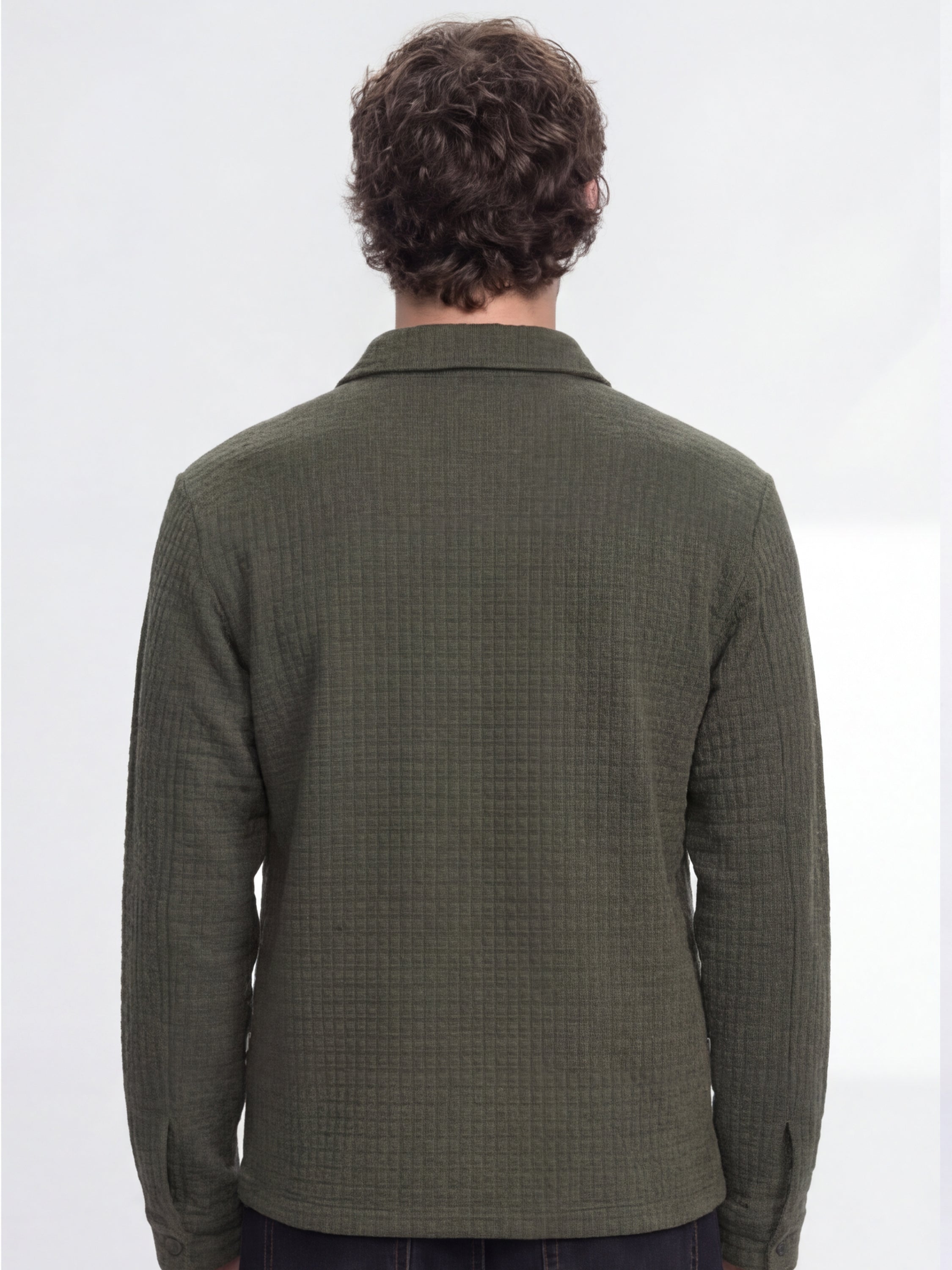 Highlander Men Olive Self Design Relaxed Fit Casual Shirt - Olive - Image 3