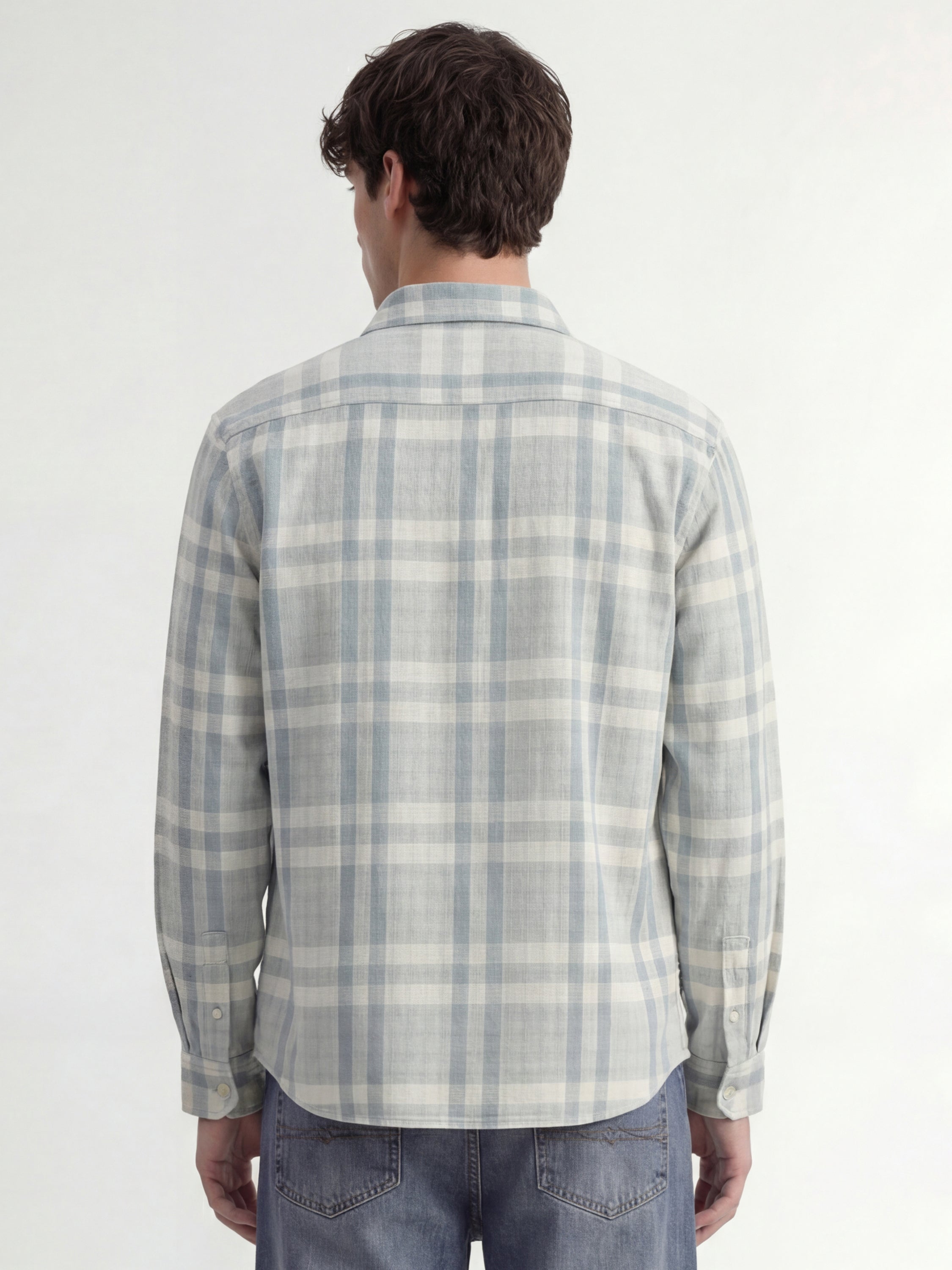 Highlander Men Grey Checked Oversized Fit Casual Shirt - Grey - Image 3